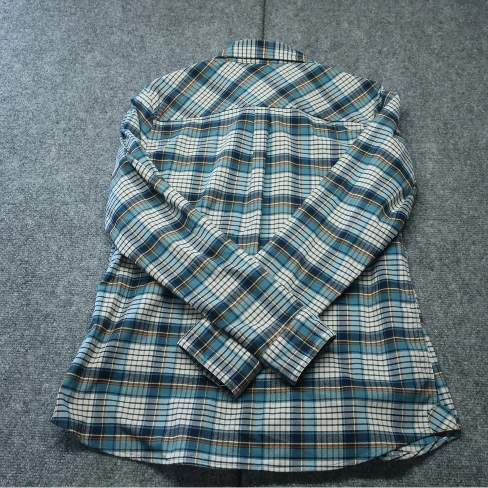 L.L. Bean Women's Blue and White Plaid Button-Down Shirt